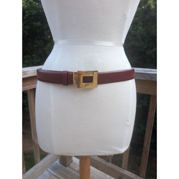 Vintage Lancel Belt France Red Leather Gold Buckle Women's L/XL Designer - Picture 1 of 6